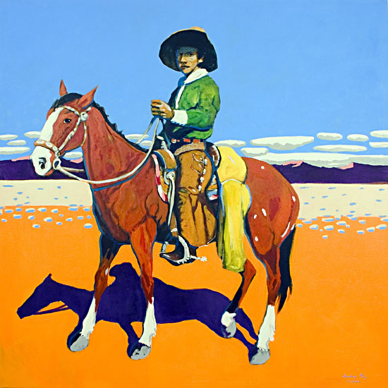 A Cowboy and His Pony ©Santiago Perez - Paintings of the West